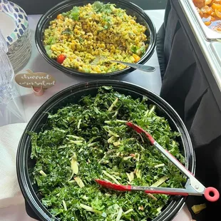 Large  Kale apple fennel salad and charred corn salad - so fresh and delish!