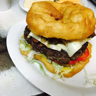 Large bullseye with fry bread as bun