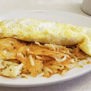 Denver omelet and crispy hash  browns.
