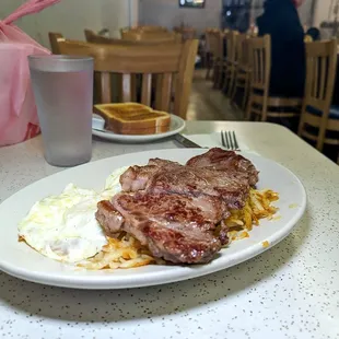 steak and eggs $17.50