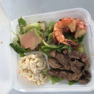 Oh yeah! Steak &amp; Shrimp with salad!
