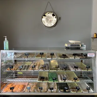 a display of pastries and pastries