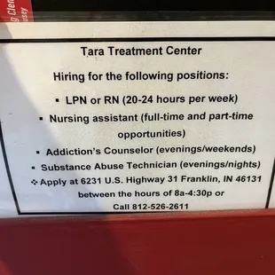 Treatment center they support