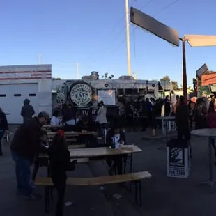 Pano of the food trucks at the Poboy festival 2015