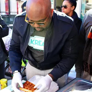 Did you think I'd forget dessert? Not this girl. Kream hooked us up with a waffle poboy.