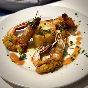 Stuffed Shrimo with Polenta