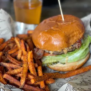 California burger with sweet potato fries