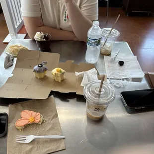 a woman sitting at a table