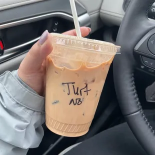 Iced turtle latte