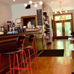 Front to back with seating on out.