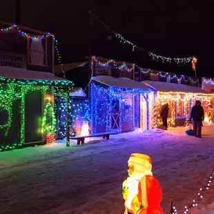 Holiday in Lights at the Anoka County Fair: different lights and the old post office is on the far end