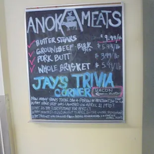 Chalkboard on the back wall.