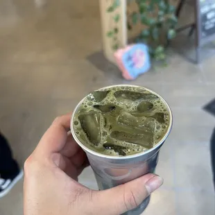 mint chocolate matcha latte