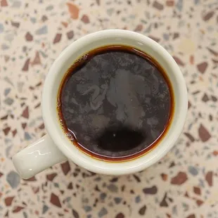 a cup of coffee on a table