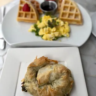 Waffles and spanakopita