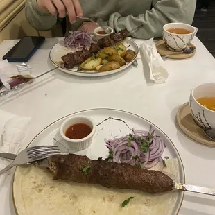 Lula kebab  Shashlyk Beef and potatoes