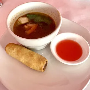 Lunch soup and egg roll