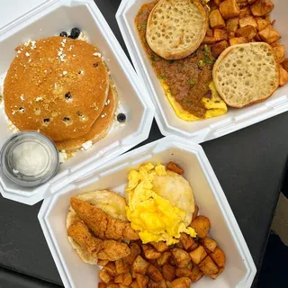 Lemon Blueberry Goat Cheese Pancakes