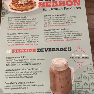Seasonal winter menu