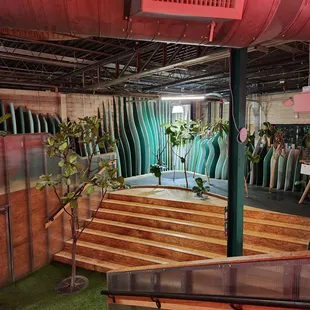 the interior of a surf shop