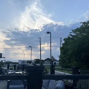 Viewing sunset from patio.