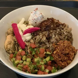 Lentil rice with zataar chicken