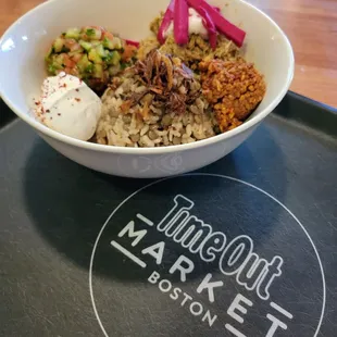 Lentil rice with zataar chicken bowl