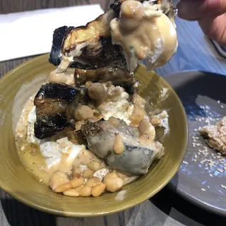 labne eggplant chickpeas tahini