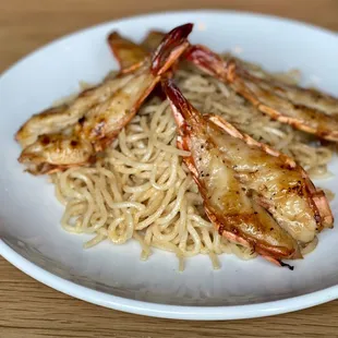 Garlic noodles and prawns... prawns were a bit salty.