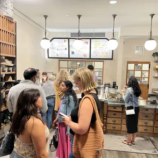 a group of people in a store