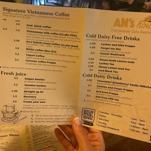 Drink menu