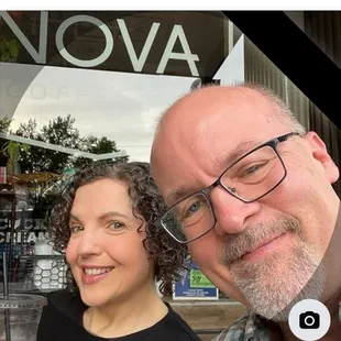My wife &amp; I on the square in Warren