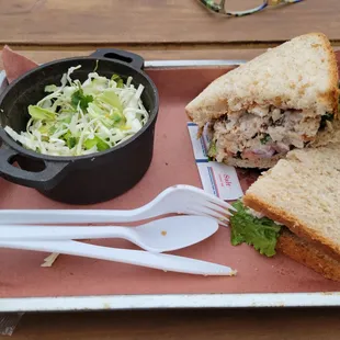 Curry chicken sammy w/vinegar slaw - DELISH!