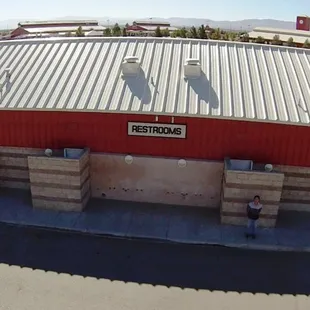 Restrooms and showers. Aerial photo taken with a DJI Quadcopter and GoPro camera.