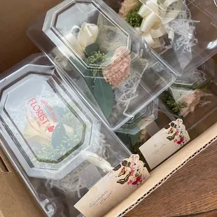 Box of corsages and boutonnières