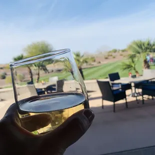 a person holding a glass of wine
