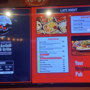 Late Night Menu - December 2023