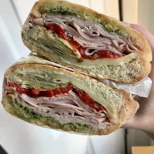 "The wife" - ham, cheese, peppers, artichoke and pesto
