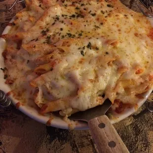 Baked cheese ziti (huge portion!)