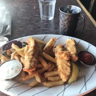 Fried Salmon with fries