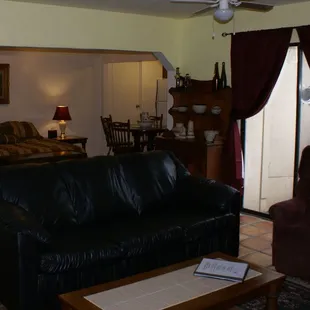 Fiesta Suite - This large living area includes a queen size pull-out couch. Pets are welcome with prior notice for a small fee.