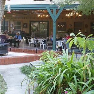 The covered patio is a great place to meet other guests!