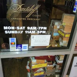Exterior, hours, cigar boxes for sale