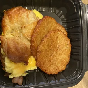 Croissant Sandwich with Potato Cakes