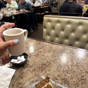 Carrot cake and coffee--family atmosphere!  Lots of god things going on here...