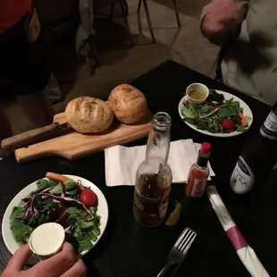 Salad and bread