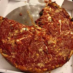 a deep dish pizza