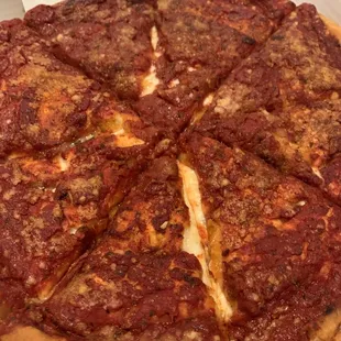 a deep dish pizza