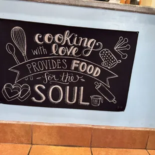 Sign inside the shop