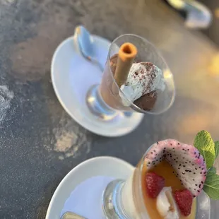 two desserts on a table